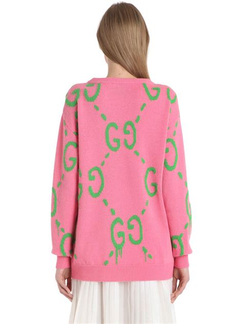 gucci pink sweater|Gucci pink and green sweater.